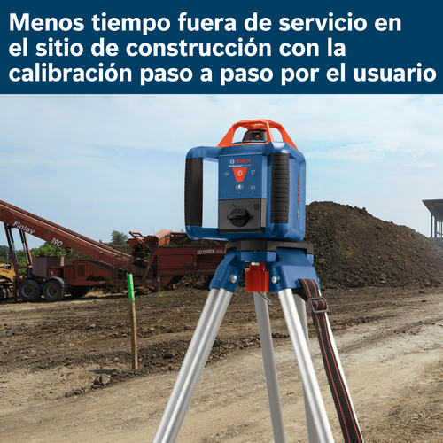 Nivel láser electrónico autonivelante Bosch Professional GRL4000-80CH sobre trípode en una obra.