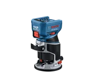 Bosch COLT GKF18V-25 fresadora a batería con motor sin escobillas, con interruptor de encendido y control de velocidad.