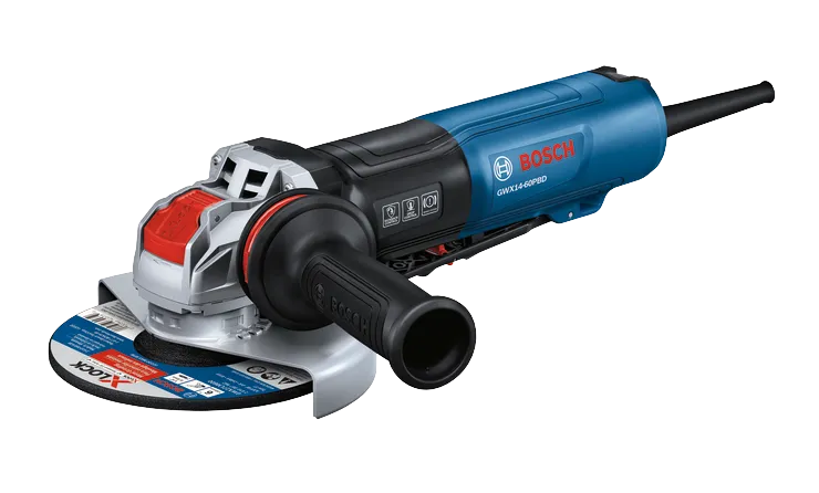 Amoladora angular Bosch GWX14-60PBD con funciones Kickback Control, Drop Control y Brake System.