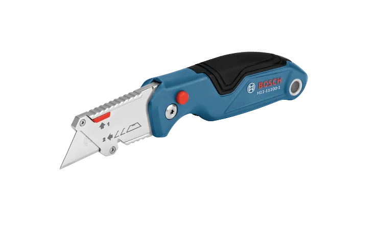 Bosch H11-11100-1 folding utility knife in a white background.