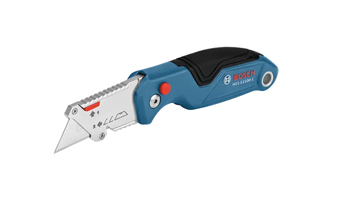 Bosch H11-11100-1 folding utility knife in a white background.