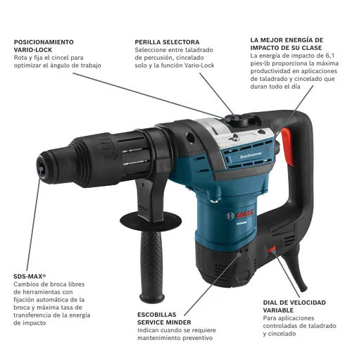 Modelo martillo combinado Bosch RH540M en vista panorámica.