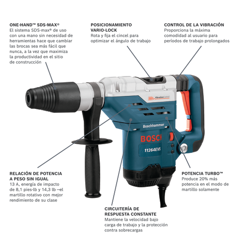 Modelo martillo combinado Bosch 11264EVS en vista panorámica.