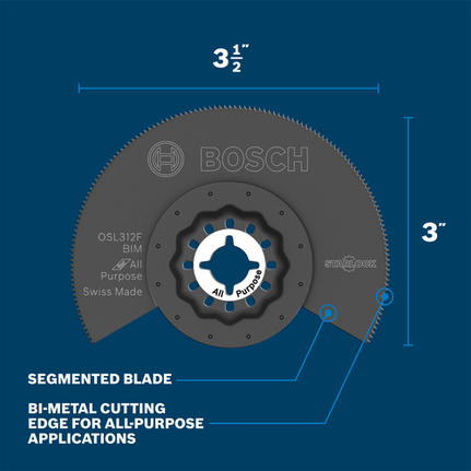 Bosch 3 1/2" x 3" hoja segmentada, OSL312F BIM, para aplicaciones de uso general, Swiss Made, con Starlock.
