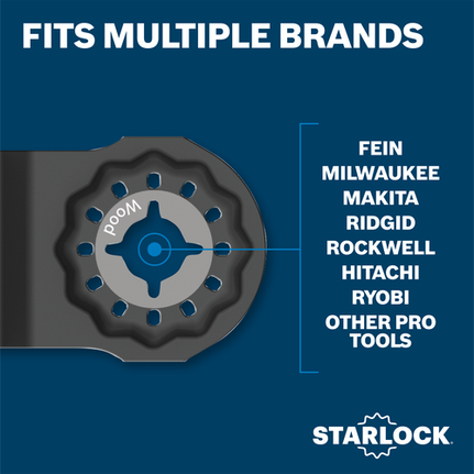Producto STARLOCK, COMPATIBLE CON MÚLTIPLES MARCAS: FEIN, MILWAUKEE, MAKITA, RIDGID, ROCKWELL, HITACHI, RYOBI, OTRAS HERRAMIENTAS PROFESIONALES.