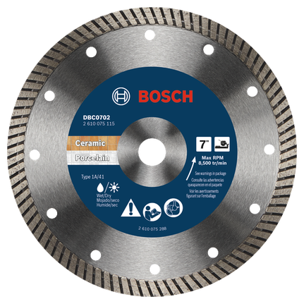Disco especializado de diamante con borde Turbo para porcelana, 7"