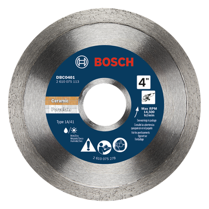 Disco de diamante con borde continuo estándar para cortes limpios, 4"
