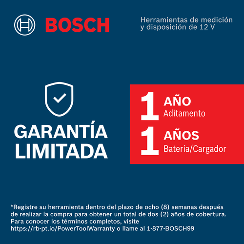 Bosch warranty badge for the line lasers, 1 year equipment and battery.