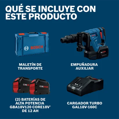 Martillo demoledor Bosch GSH18V-5L212, imagen de información del producto para la sección visible.
