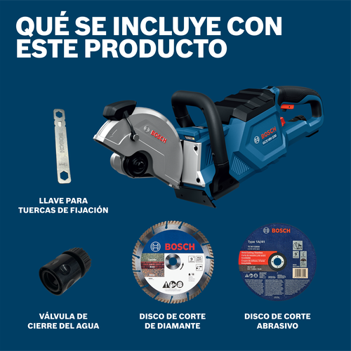 Sierra de corte inalámbrica Bosch GCS18V-230N, imagen de información del producto para la sección visible.