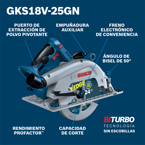 Bosch circular saw GKS18V-25GN model product information ATF image.