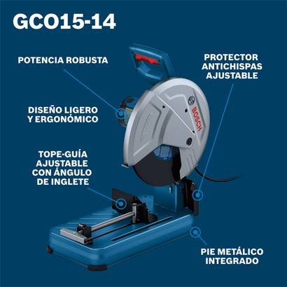 Bosch cut off saw GCO15-14 model product information ATF image.