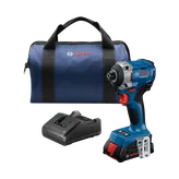 Atornillador de impacto Bosch GDR18V-215, cargador y bolsa de transporte.