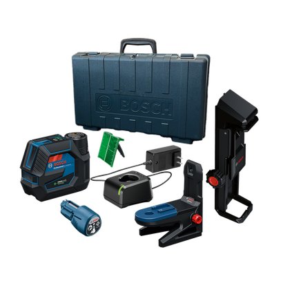 Bosch GCL165-82CG Professional, set de tecnología láser verde con maletín, cargador y accesorios.