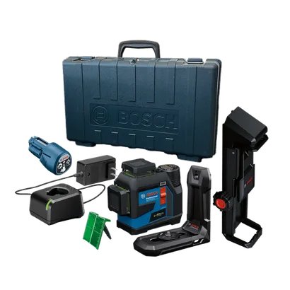 Kit nivel láser profesional Bosch GLL330-42CG, con maletín de transporte, cargador y accesorios.