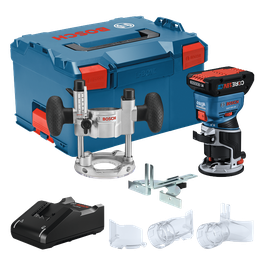 Bosch GKF18V-25 COLT fresadora inalámbrica, accesorios, batería y maletín L-Box.