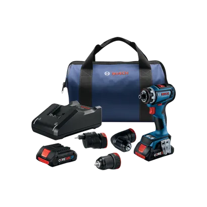 Bosch GSE18V-800FCB24 kit de atornillador taladro inalámbrico con atornillador taladro, 3 accesorios, batería, cargador y bolsa.