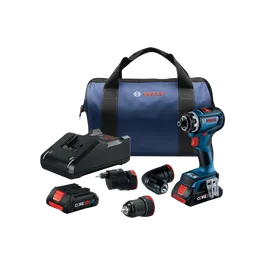 Bosch GSE18V-800FCB24 kit de atornillador taladro inalámbrico con atornillador taladro, 3 accesorios, batería, cargador y bolsa.
