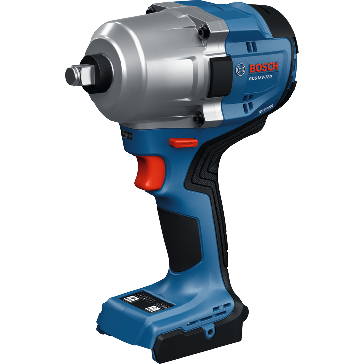 Llave de impacto inalámbrica Bosch GDS18V-780 sin batería, mostrada en una vista isométrica sobre fondo blanco.