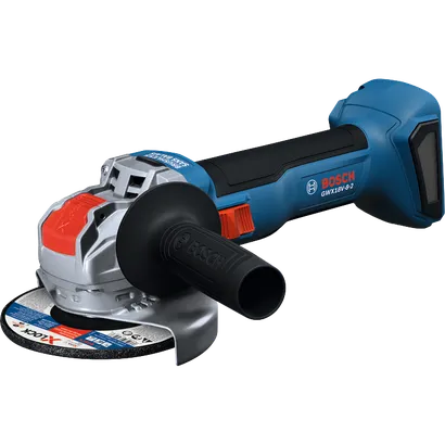 Bosch GWX18V-8-2 18V X-LOCK Brushless 4-1/2 In. Angle Grinder with Slide Switch without battery in an isometric view.