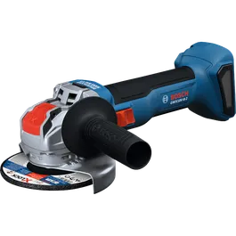 Amoladora angular Bosch GWX18V-8-2 X-LOCK Brushless sin escobillas de 18 V 4-1/2" con interruptor deslizable, sin batería, en una vista isométrica.