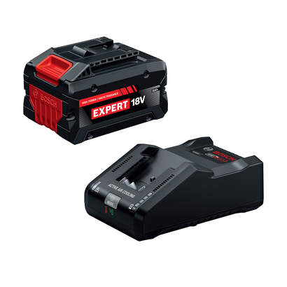 Bosch GXS18V-27N18X 18V Starter Kit with (1) Expert 18V 8 Ah High Power Battery and (1) 18V 16 Amp Battery Turbo Charger.