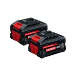 Paquete de 2 baterías High Power de iones de litio Bosch EXBA18V-80 EXPERT de 18 V y 8 Ah, se muestra en una vista dinámica del producto.