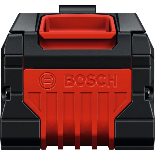 Vista frontal del producto: batería Bosch de alta potencia EXBA18V-80 EXPERT de iones de litio de 18 V y 8 Ah.