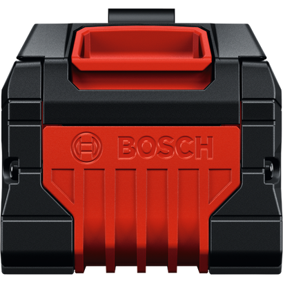 Vista frontal del producto: batería Bosch de alta potencia EXBA18V-80 EXPERT de iones de litio de 18 V y 8 Ah.
