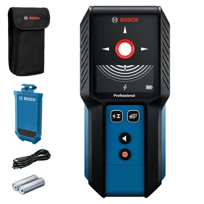 The Bosch GMS120-27 Wall Scanner on a product dynamic view on a white background.