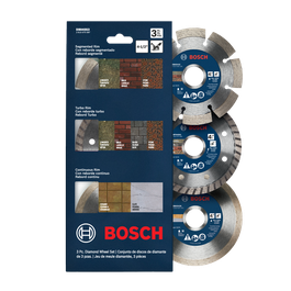 Imagen de vista frontal del juego de discos de diamante de borde continuo, de 3 piezas, Bosch DB045S3.