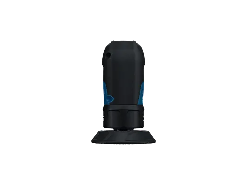 La lijadora automotriz inalámbrica Bosch GEX12V-77 de 12 V en una vista frontal sobre un fondo blanco.