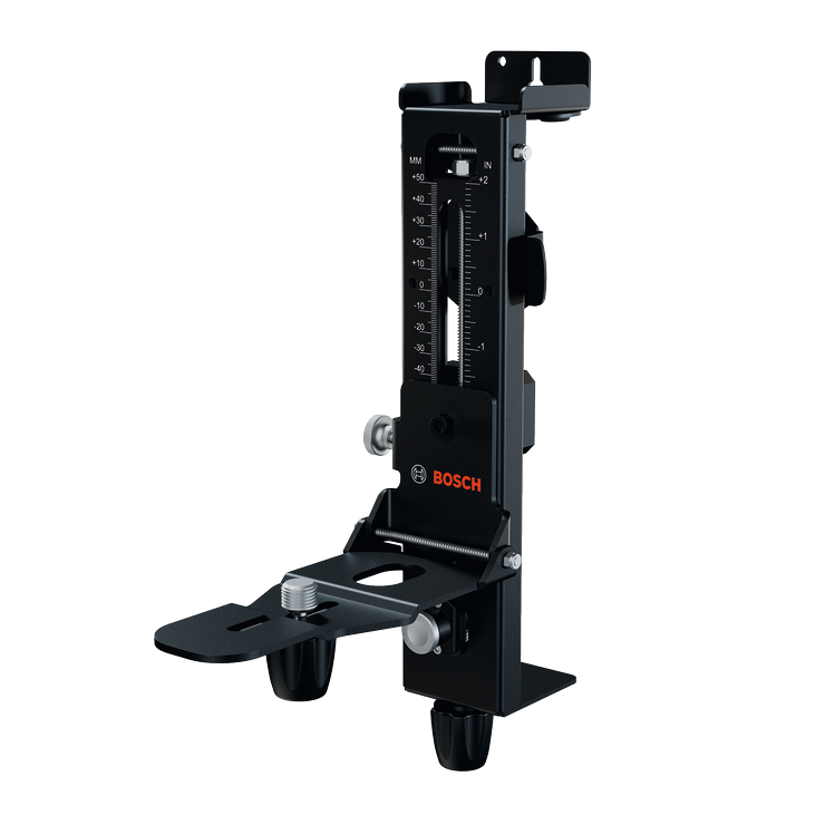 El soporte de pared Bosch WM5 en una vista dinámica del producto sobre fondo blanco.