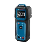 Comprobador de voltaje de contacto Bosch GVT600-13 con la pantalla encendida, imagen del producto sobre fondo blanco.