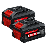 Paquete de 2 baterías High Power de iones de litio Bosch EXBA18V-80 EXPERT de 18 V y 8 Ah, se muestra en una vista dinámica del producto.