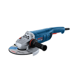 Bosch GWS22-230J 9 In. Angle Grinder shown in a dynamic view on white background.