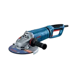 Bosch GWS22-230JR 9 In. Large Angle Grinder shown in a dynamic view on white background.