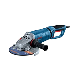 Bosch GWS22-230JR 9 In. Large Angle Grinder shown in a dynamic view on white background.