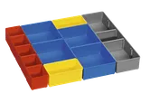 Imagen dinámica sobre un fondo blanco del juego de insertos de organizador Bosch ORG53-12 de 12 piezas.