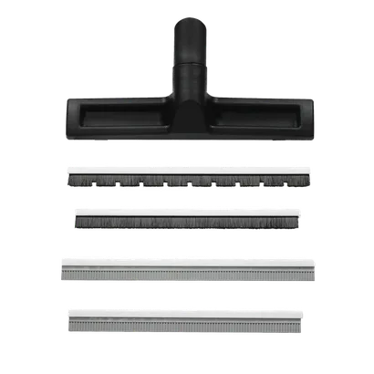 Imagen dinámica sobre un fondo blanco del kit de boquillas de aspiración para suelos Bosch VX1303 de 3 piezas.