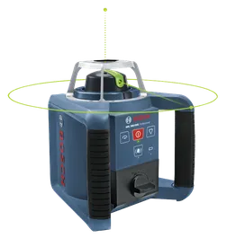 Product Image Dynamic of Bosch GRL 300 HVG Green-Beam Rotary Laser on a white background.