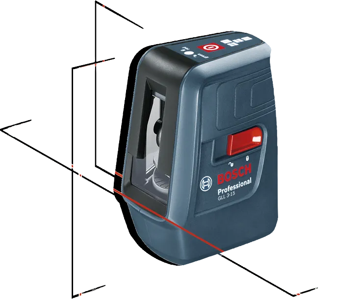 Product Image Dynamic of Bosch GLL 3-15 Self-Leveling Three-Line Laser on a white background.
