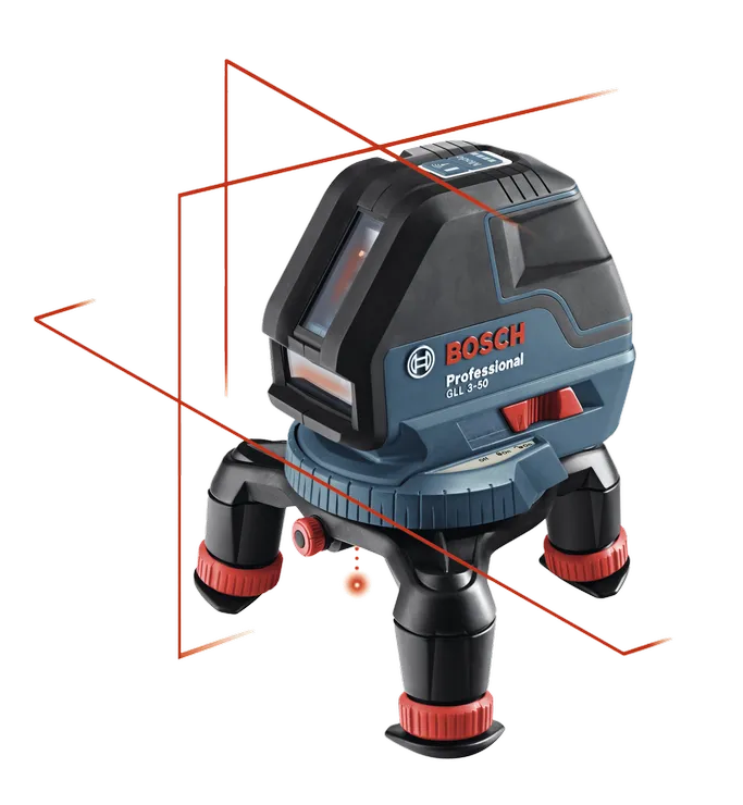 Product Image Dynamic of Bosch GLL 3-50 Three-Line Laser with Layout Beam on a white background.
