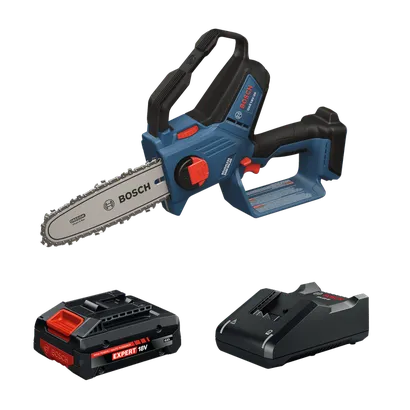 The Bosch GKE18V-20N14X 18V Cordless Pruning Saw Kit on the product image dynamic view.