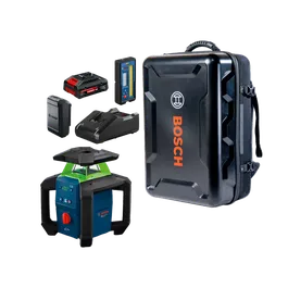 Image of kit from Bosch GRL18V-34P 18V Green-Beam Horizontal/Vertical Rotary Laser Kit with Backpack.