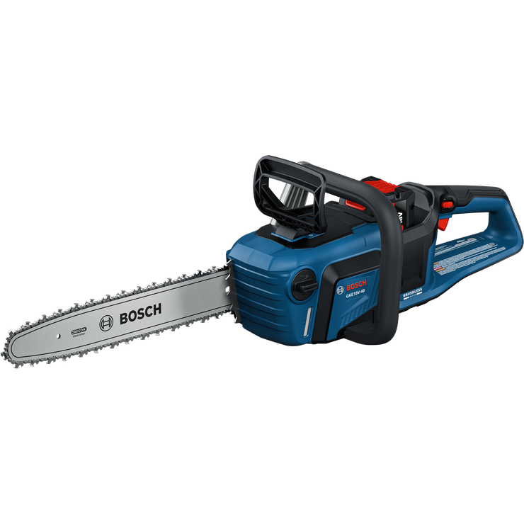 Product Image Dynamic of Bosch GKE18V-40N 18V 16 In. Chainsaw (Bare Tool) on the white background.