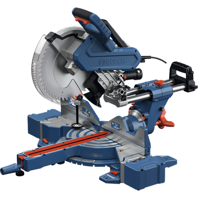 Product Image Dynamic of Bosch GCM340-305D 12 In. Dual-Bevel Slide Miter Saw on a white background.