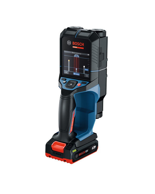 Dynamic Image of Bosch D-TECT18V-200-17C 18V Wall/Floor Scanner with Radar on white background.