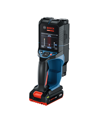 Dynamic Image of Bosch D-TECT18V-200-17C 18V Wall/Floor Scanner with Radar on white background.