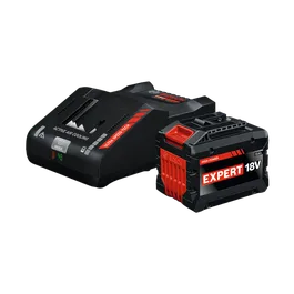 Product Image Dynamic of Bosch GXS18V-28N115X 18V 15 Ah Battery & Charger Kit on a white background.